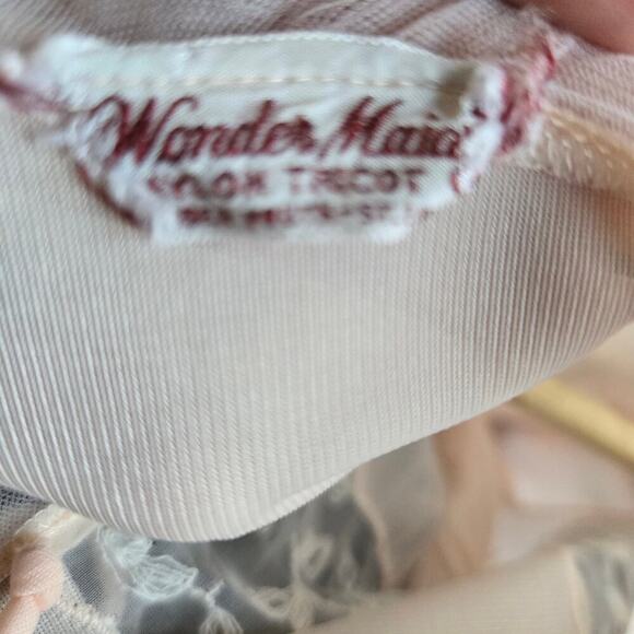 Wonder Maid Vintage 50s Peach Embroidered Lace Ruffle Bed Jacket Coquette Boho - Picture 8 of 12